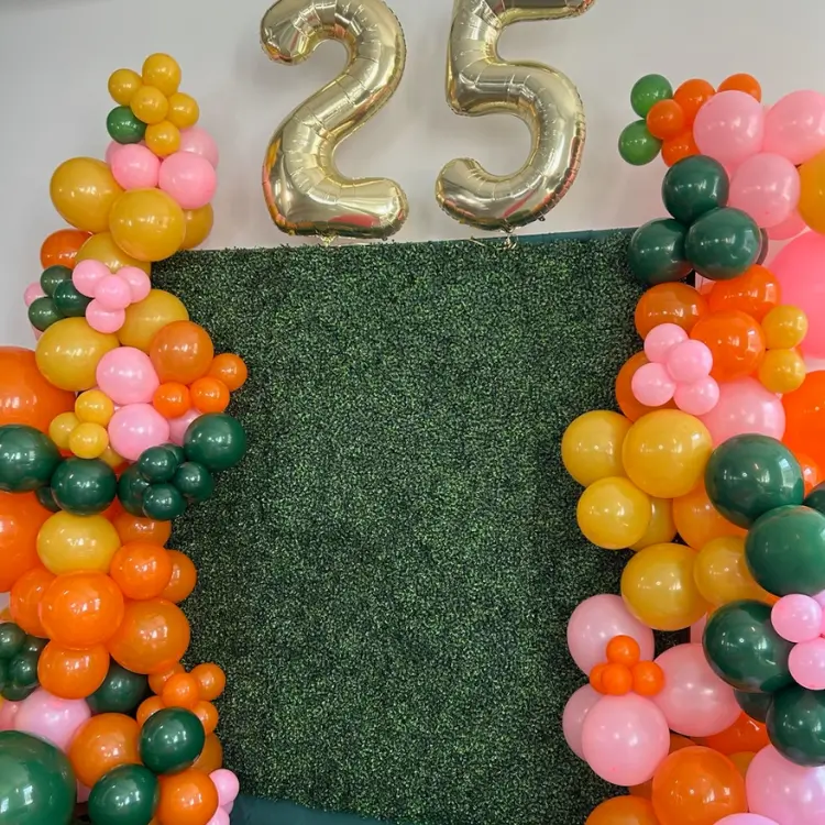 Multi Color Balloon Backdrop and Grass Wall backdrop