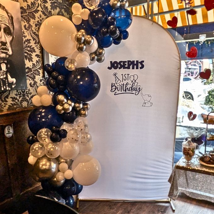 Balloon Garland and Backdrop for Baby's 1st Birthday at Positano Restaurant in Bay Ridge Brooklyn