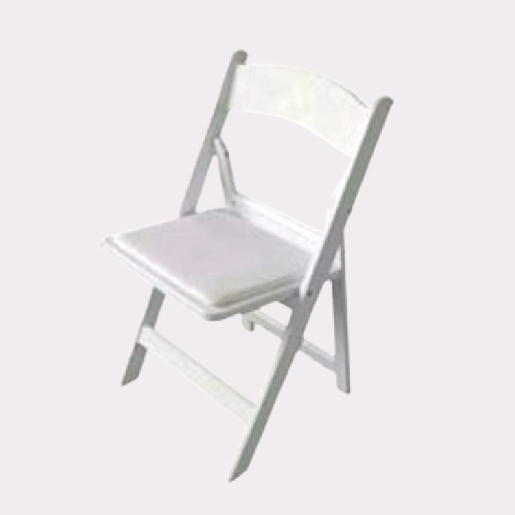 Padded White Resin Chair Rental in Brooklyn NYC