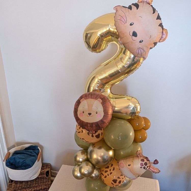 Animal Themed Number Balloon Marquee Centerpiece