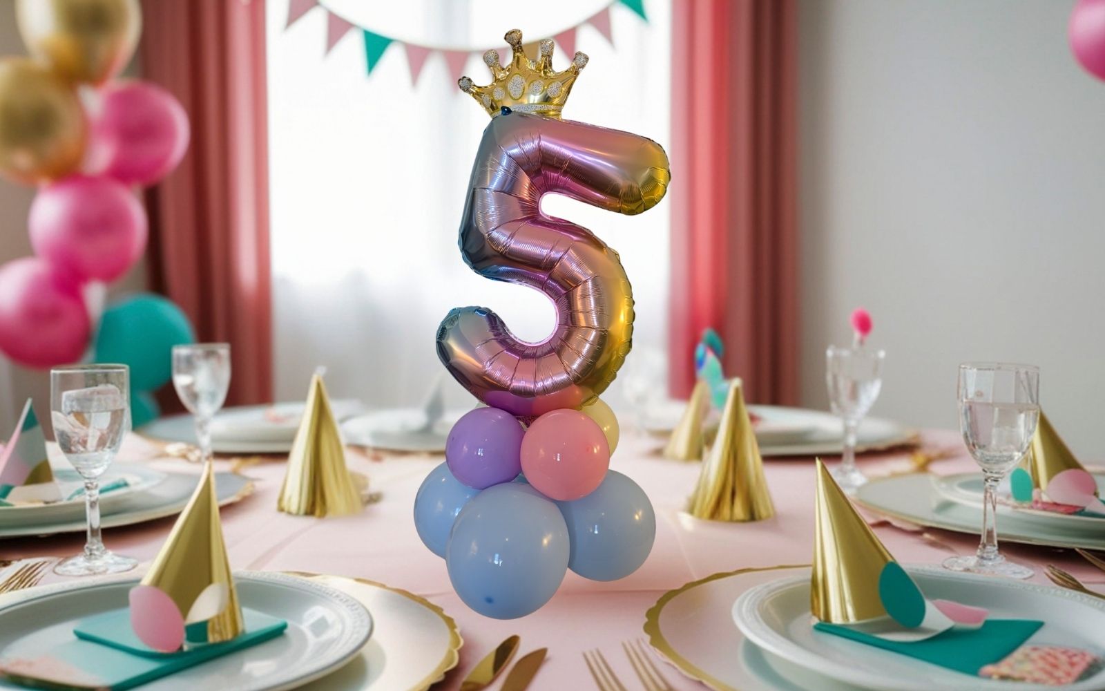 Balloon Centerpiece for 5th birthday