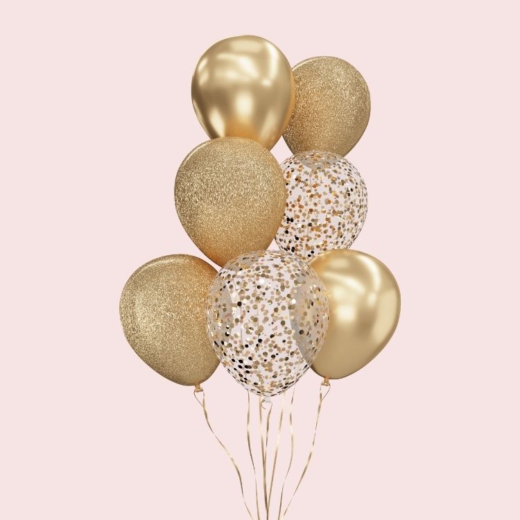 Gold helium balloon bouquet